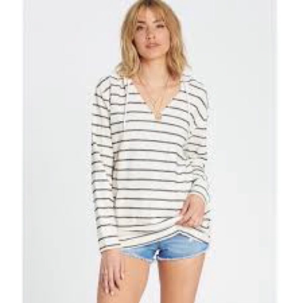 Billa Bong White and Black Striped Hoodie Small